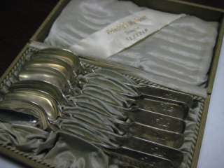 Antique Weilandt 800 Silver Set 6 Grapefruit Spoons BOX  