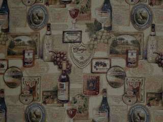 WINE CHAMPAGNE BOTTLES WINERY TAPESTRY HEAVY DUTY UPHOLSTERY CUSHION 