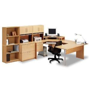  Shape Office Set with Hutch in Maple and Honey