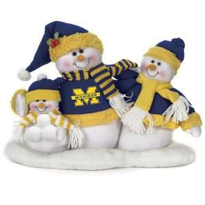 Michigan Wolverines Decorative Tabletop Snowman Family Figurine 