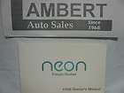 1996 Chrysler Dodge Plymouth Neon Owners Manual