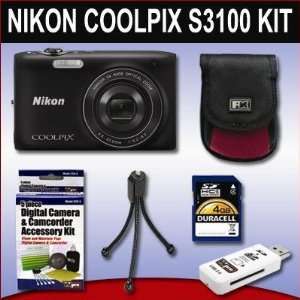 Nikon Coolpix S3100 Digital Camera (Black) 4GB Bundle   Includes Nikon 