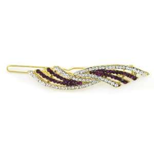 Hair Clip in Gold Tone with Multiple Color Rhinestones 