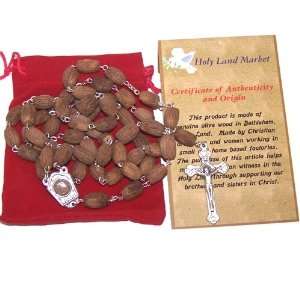  Very Long wire olive wood Rosary with 12mm oval olive pits 