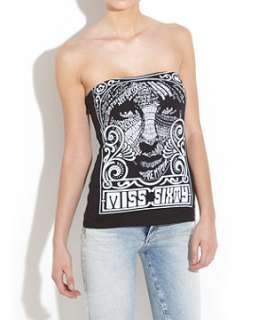 Black (Black) Miss Sixty Psychedelic Bandeau Top  245773601  New 