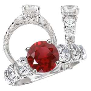  *18k lab created 7.5mm round ruby engagement ring with 