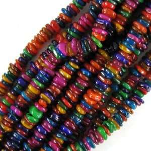    9mm rainbow multicolor shell chip nugget beads 16
