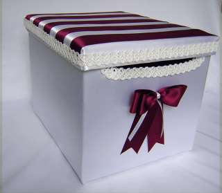 Burgundy Flower Girl Basket Pillow Guest Book Card Box  