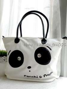 Panchi Panda Bear Bling Bling Eyes PU Shopping Tote HandBag Shoulder 
