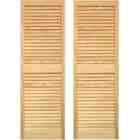 Pinecroft 15 in. x 55 in. Unfinished Louvered Shutters Pair