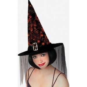  Fiber Optic Web Black Witch Hat Costume Halloween 