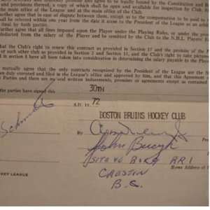 John Bucyk Clarence Campbell Milt Schmidt Signed Contract  
