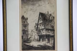 Radierung Strasse in Ulm signiert Ernst Zipperer Ulm *1888  