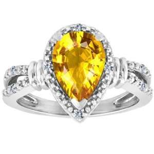 CandyGem 10k Gold Created Pear Shape Yellow Sapphire and 
