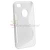 Clear Frost White S Shape Line TPU Soft Case Cover For Apple iPhone 4 