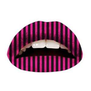  Temporary Lip Tattoo  Hot Pink and Black Stripes: Beauty