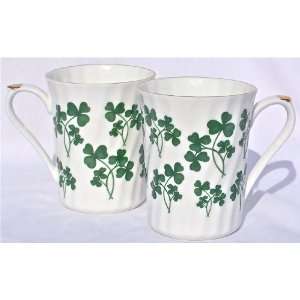   Fine Bone China Mugs Celtic Irish Shamrocks Clover: Kitchen & Dining