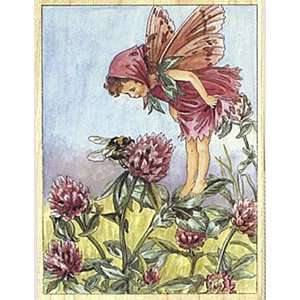  Red Clover Flower Fairy Wood Mounted Rubber Stamp Arts 