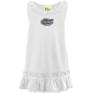  Florida Gators Toddler White Ruffle Tank Dress with 