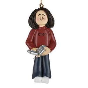 Personalized Cell Phone User   Female Christmas Ornament:  