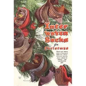  1947 Ad Interwoven Socks Christmas Original Vintage Print 