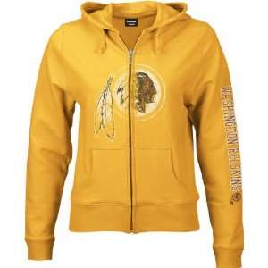 Washington Redskins Womens Gold Giant Logo Full Zip Hooded Sweatshirt