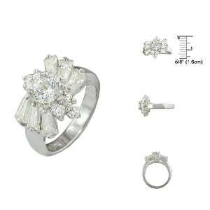    Sterling Silver Fashion Ring with White CZ Size: 7: Jewelry