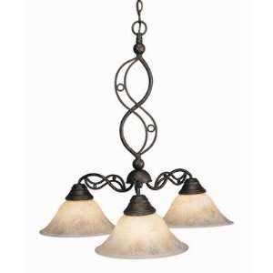 Jazz 3 Light Downlight Chandelier with Italian Marble Glass Shade 