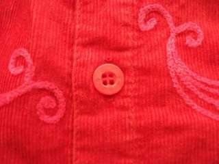 NEW OILILY RED EMBROIDER vintage CORDUROY DRESS 122 7  