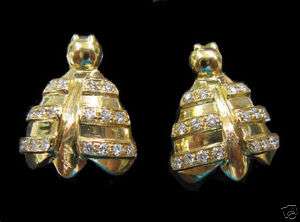 ESTATE BEE EARRINGS BUZZ WITH DIAMONDS IN 18K GOLD  