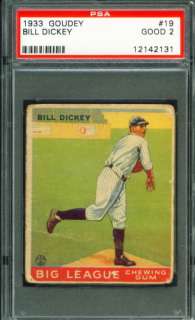 1933 Goudey Baseball #19 BILL DICKEY Yankees PSA 2  