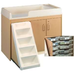  8535A Toddler Walk Up Changing Table with 10 Bin Storage 
