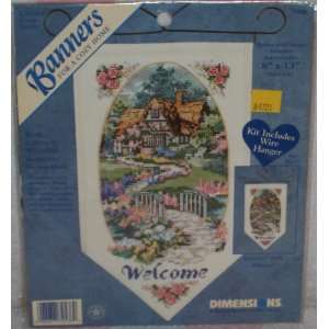 Dimensions Counted Cross Stitch Kit: Rose Cottage Welcome Banner 