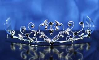 A35 6 Black Wedding Bridal Bridesmaid Prom Swarovski Crystal 
