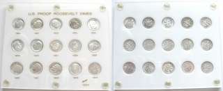 1950 1964 15 Proof Coins Roosevelt Dime collection 90% Silver Genuine 