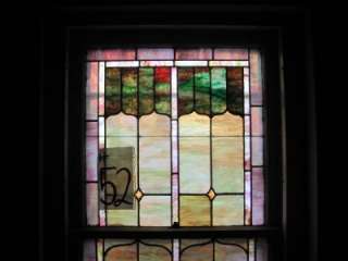 VICTORIAN ANTIQUE PAIR OF STAINED GLASS WINDOWS 10JB52  