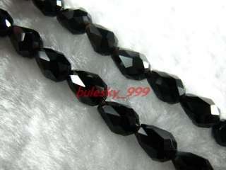 P22 Faceted Glass Crystal Teardrop Bead Black 6mm  