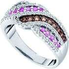 pink sapphire chocolate diamond 14k ring band bridal one day