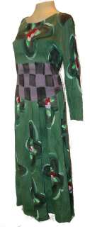 Dress, Ahni & Co, Hand Painted 100% Cotton Green multi Long, Art To 