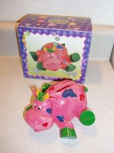 CERAMIC PINK HIPPO PIGGY BANK COLLECTIBLE GREAT 4 SAVNG  