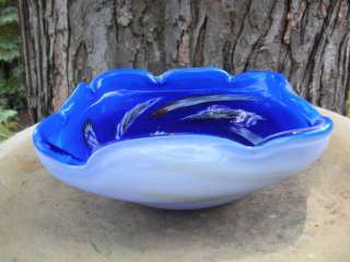 Deep Blue Agate Pattern Murano Glass Tray/Candy Dish  