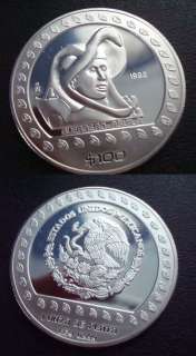 100 Pesos Oz Silver.999 Proof Guerrero Aguila Coin1992  