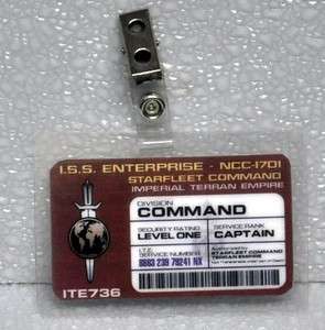 Star Trek ID Badge ISS Enterprise Captain Terran Empire  