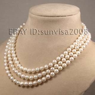   19 20 genuine fresh water akoya white pearls 7 8mm necklace jewelry
