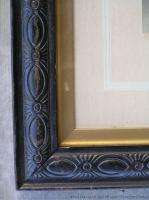 Antique Large Carved Wood Picture Frame with Gilt Border  