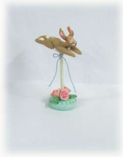 MINIATURE Clay OOAK Doll Bunny Rabbit Cottontail Easter Rose Primitive 