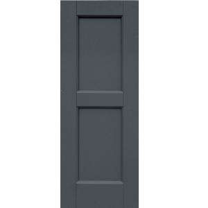 Wood Composite 12 in. x 32 in. Contemporary Flat Panel Shutters Pair 