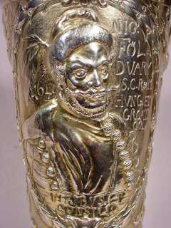 Rare Renaissance Revival Antique Silver Gilt Beaker  