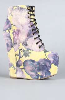 Jeffrey Campbell The Damsel Shoe in Yellow and Purple Floral 