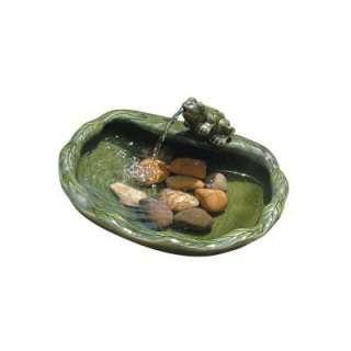 Smart Solar Glazed Green Ceramic Solar Frog Fountain 22300R01 at The 